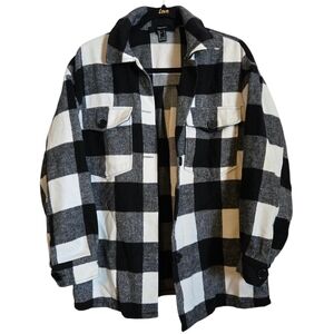 Forever21 Black and White Plaid Flannel Shirt Jacket